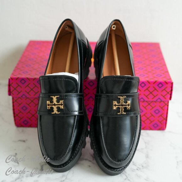 NIB Tory Burch Everly Leather Mini Chunky Loafer Flat Cambridge Shoes Size 7.5/8 - Picture 3 of 7